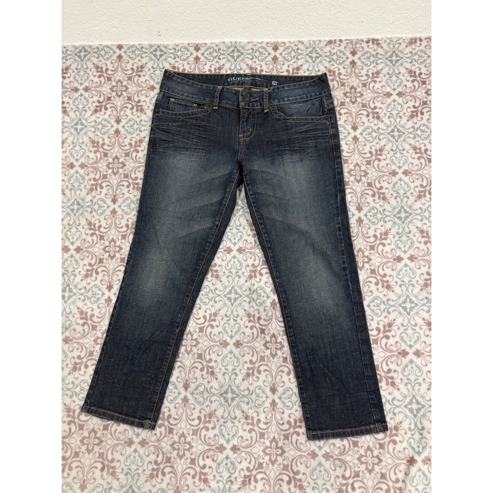 Guess Jeans Womens 30 Dark Wash Stretch Denim Capri Cropped Straight Leg Pants